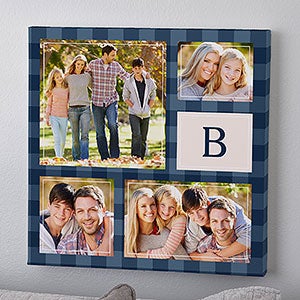 Custom Pattern Square 4 Photo Collage Canvas Print - 16x16