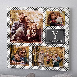 Custom Pattern Square 4 Photo Collage Canvas Print - 24x24