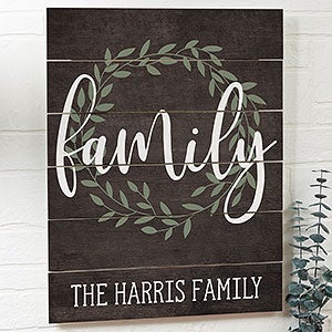 Family Wreath Personalized Shiplap Sign - 16 x 20