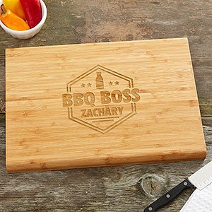 BBQ Boss Personalized Bamboo Cutting Board - 10x14