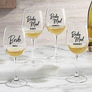 Classic Elegance Wedding Party Personalized White Wine Glass