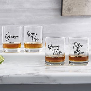 Classic Elegance Personalized Wedding Party Whiskey Glasses