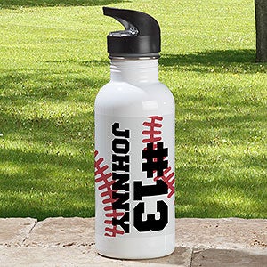 Baseball Watter Bottle, Personalized Sports Bottle with Straw, Water B –  Stamp Out