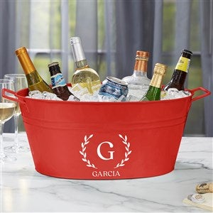 Laurel Initial Personalized Beverage Tub-Red