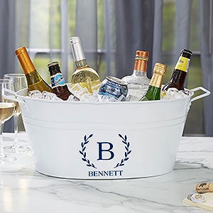 Laurel Initial Personalized Beverage Tub-White - #26443