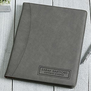 Block Name Personalized Full Pad Portfolio - Charcoal