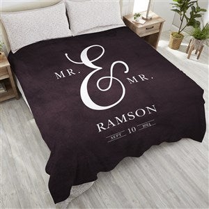 Moody Chic Personalized Wedding 90x90 Plush Queen Fleece Blanket