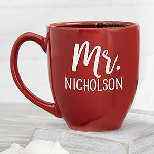 Wedded Bliss Personalized 16 oz. Bistro Mug - Red
