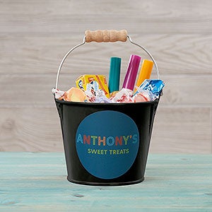 Colorful Name Personalized Black Mini Metal Bucket for Kids