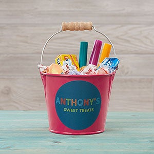 Colorful Name Personalized Pink Mini Metal Bucket for Kids