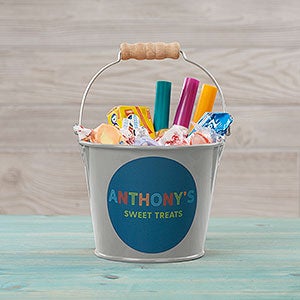Colorful Name Personalized Silver Mini Metal Bucket for Kids