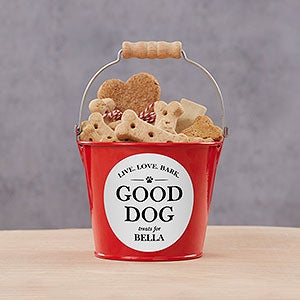 Pet Bucket Personalized Mini Metal Bucket - Red
