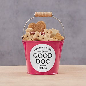 Pet Bucket Personalized Mini Metal Bucket - Pink