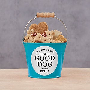 Pet Bucket Personalized Mini Metal Bucket - Turquoise
