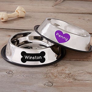 Icon Stainless Steel Personalized Dog Bowls - 26522