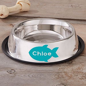 Fish Stainless Steel Personalized Dog Bowl