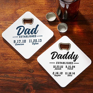 Established Personalized Bottle Opener Coasters