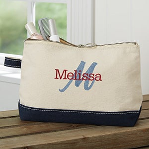 Playful Name Embroidered Canvas Makeup Bag - Navy
