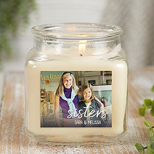 Sisters Photo Personalized 10 oz Vanilla Bean Candle Jar