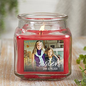 Sisters Photo Personalized 10 oz Cinnamon Spice Candle Jar