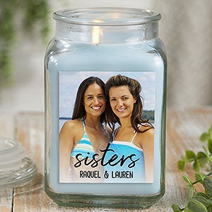 Sisters Photo Personalized 18 oz Crystal Waters Candle Jar