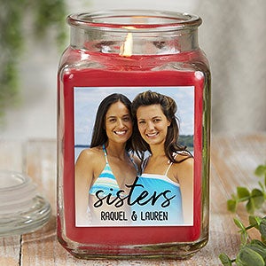 Sisters Photo Personalized 18 oz Cinnamon Spice Candle Jar