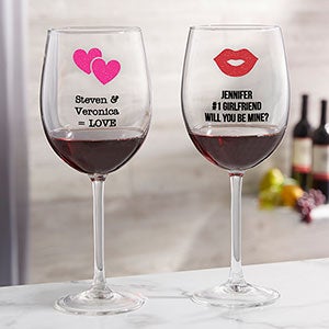 Choose Your Icon Personalized Valentine's Day Red Wine Glass