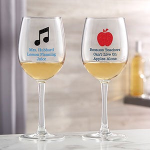 Choose Your Icon Personalized Teacher White Wine Glass