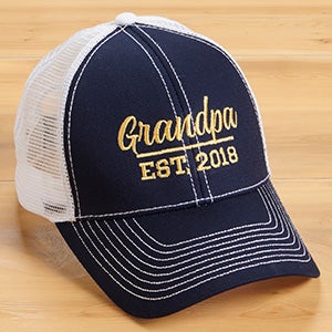 Established Grandpa Embroidered Navy & White Trucker Hat