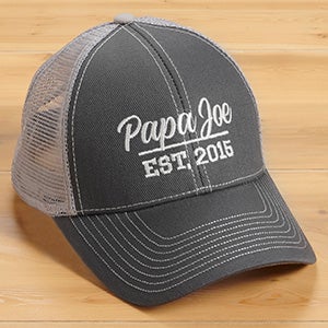 Established Grandpa Embroidered Grey Trucker Hat