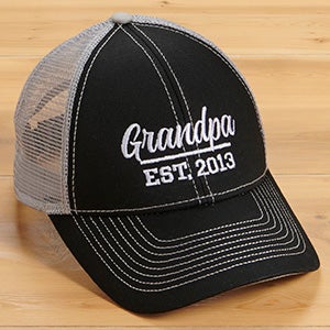 Established Grandpa Embroidered Black & Grey Trucker Hat