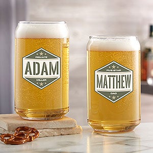 Five-Star Dad Personalized 16oz Beer Can Glass