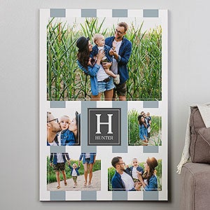 Custom Pattern Vertical 5 Photo Collage Canvas Print - 32x48