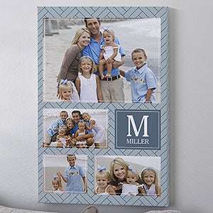 Custom Pattern Vertical 4 Photo Collage Canvas Print - 12x18