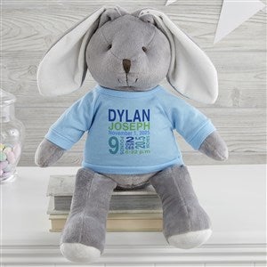 All About Baby Personalized Grey Bunny with Blue Shirt