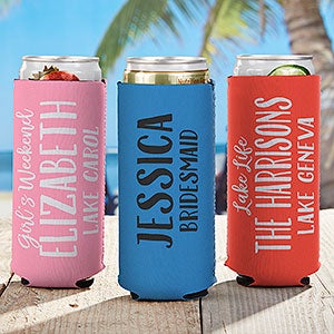 Teal Insulated Slim Can Koozies - Customized with YOUR design!