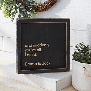 Any Quote Personalized Distressed Black Wood Wall Art - 8x8