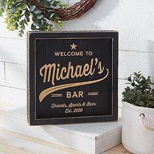 Brewing Co. Personalized Distressed Black Wood Wall Art - 8x8