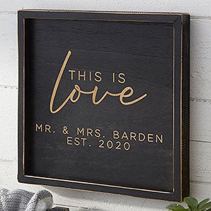 This is Love Personalized Distressed Black Wood Frame Wall Art - 12x12