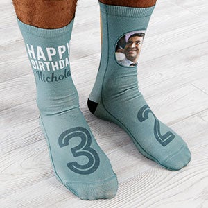 Modern Birthday Personalized Men's Photo Socks