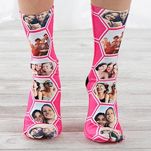 Geometric Personalized Adult Photo Socks