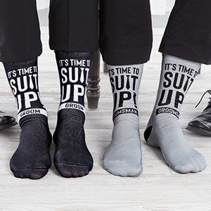 It's Time To Suit Up Personalized Wedding Socks