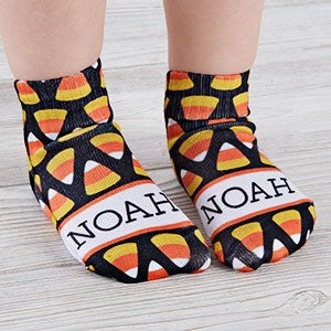 Candy Corn Personalized Toddler Halloween Socks