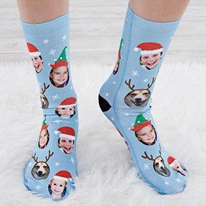 Personalized Christmas Character Photo Socks for Adults