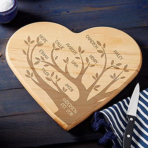 Family Tree Personalized Heart Shaped Cutting Board