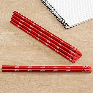 Metallic Red Personalized Pencil Set of 12