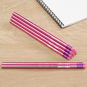 Write Your Own Metallic Pink Personalized Pencil Set of 12