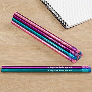 Write Your Own Metallic Pink, Purple, Teal Personalized Pencil Set of 12