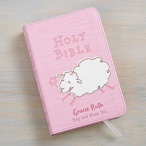 Woolly Lamb Personalized Children's Bible - Pink
