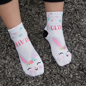 Easter Girl Bunny Personalized Toddler Socks